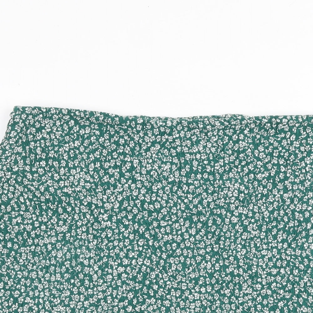 H&M Womens Green Floral Viscose A-Line Skirt Size L