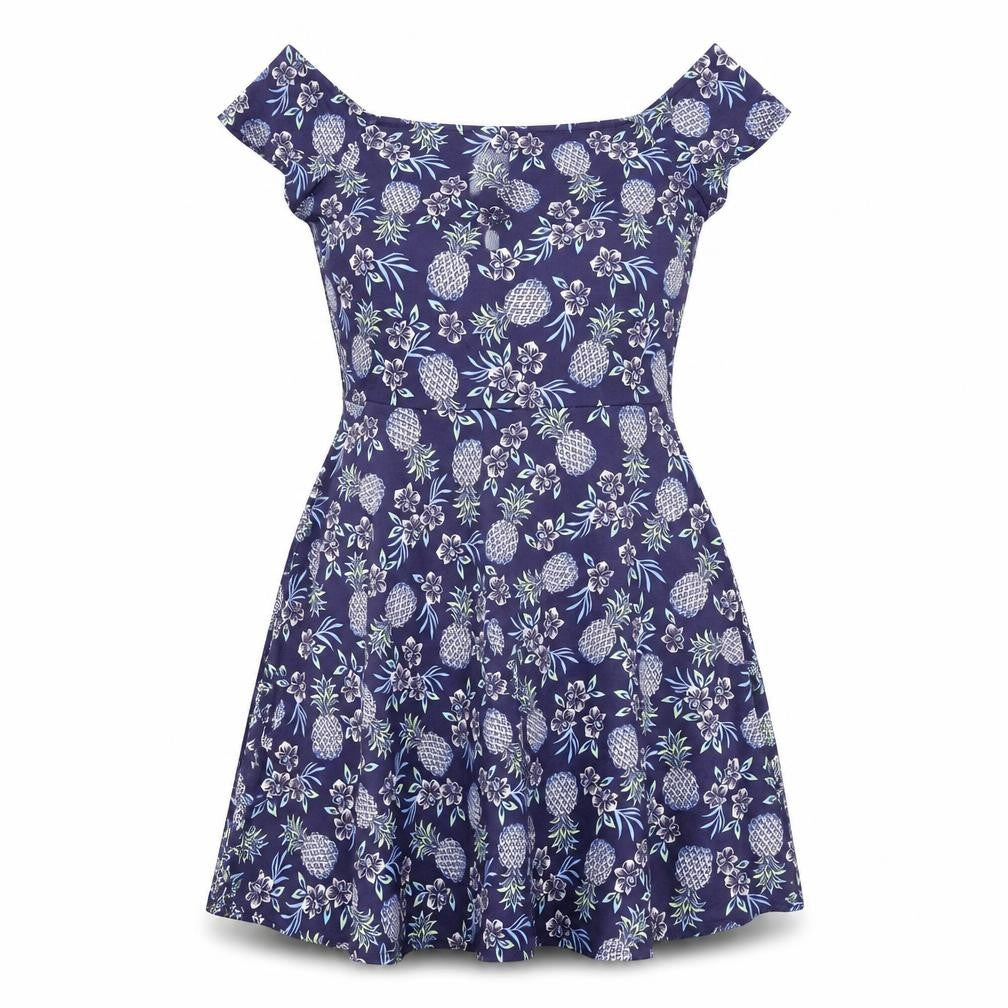 New Look Womens Purple Floral Polyester A-Line Size 10 Off the Shoulder Pullover