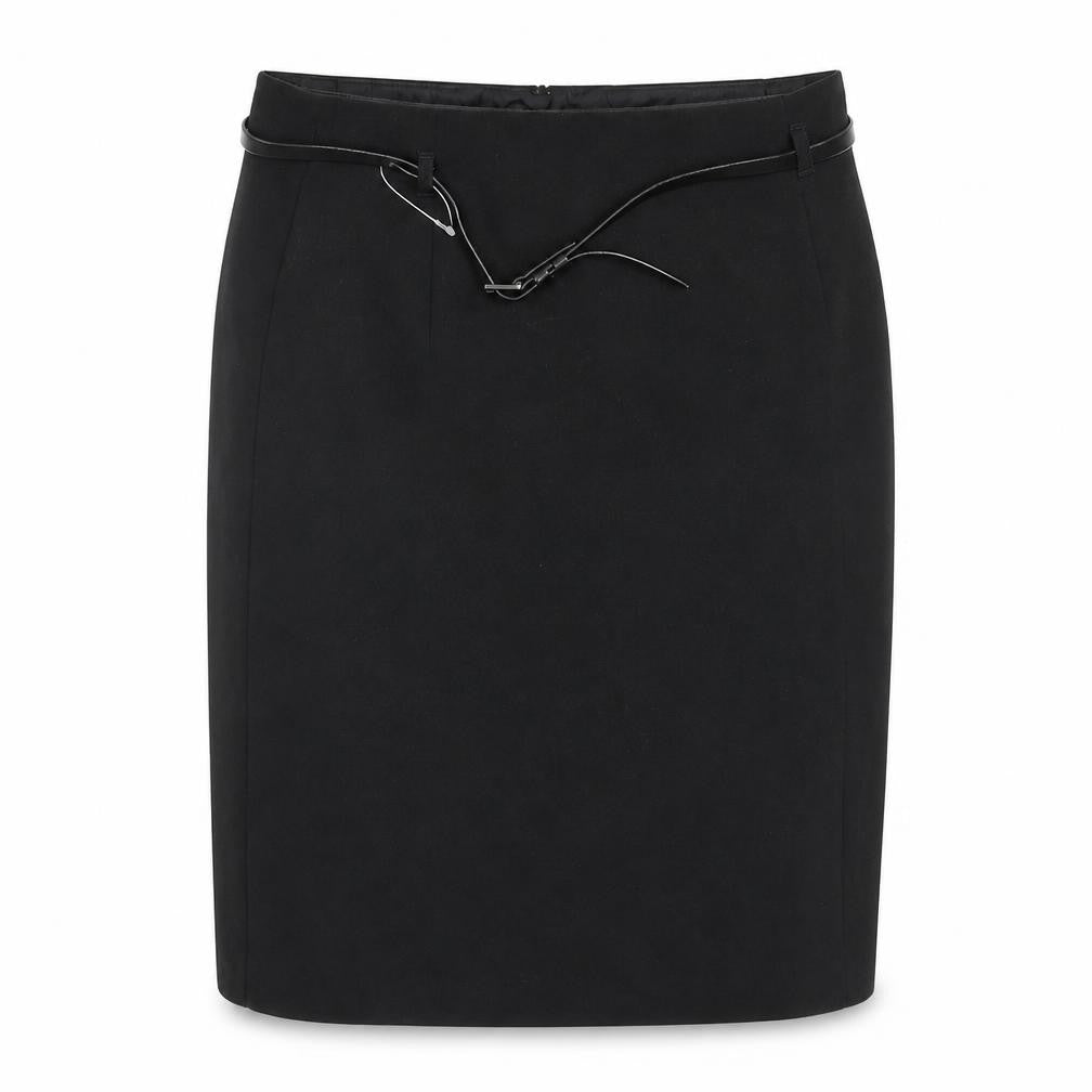 Marks & Spencer Womens Black Polyester A-Line Skirt Size 10 Buckle