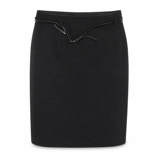 Marks & Spencer Womens Black Polyester A-Line Skirt Size 10 Buckle