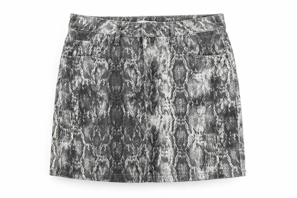 Zara Womens Grey Animal Print Cotton A-Line Skirt Size M Zip