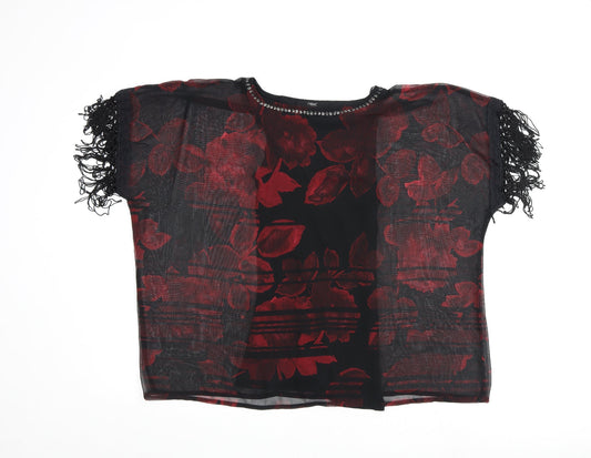 NEXT Womens Black Floral Polyester Basic Blouse Size 8 Round Neck