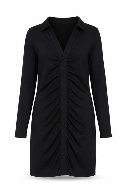 Front view of ASOS women’s black viscose a-line, size UK 10, collared pullover