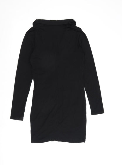 Back view of ASOS women’s black viscose a-line, size UK 10, collared pullover