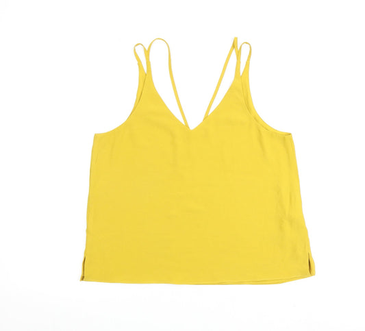 Topshop Womens Yellow Polyester Camisole Tank Size 12 V-Neck