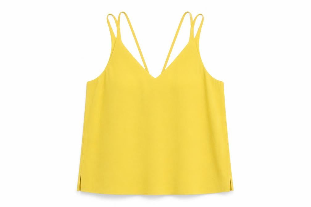 Topshop Womens Yellow Polyester Camisole Tank Size 12 V-Neck