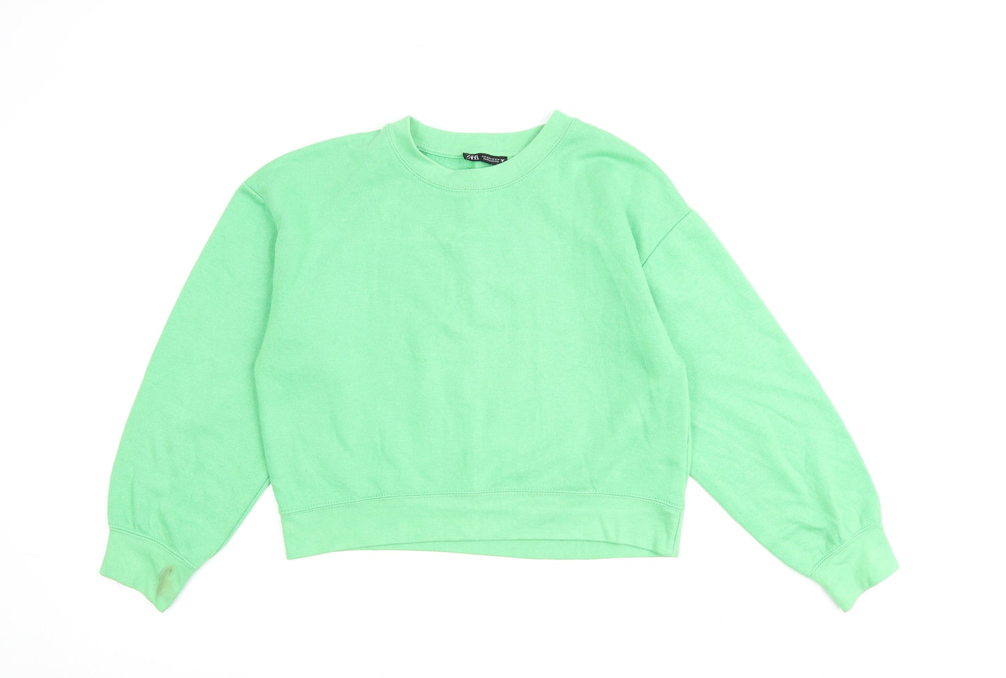 Zara Womens Green Cotton Pullover Sweatshirt Size M Pullover