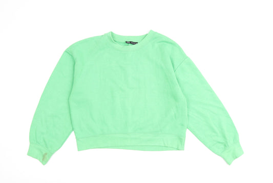 Zara Womens Green Cotton Pullover Sweatshirt Size M Pullover