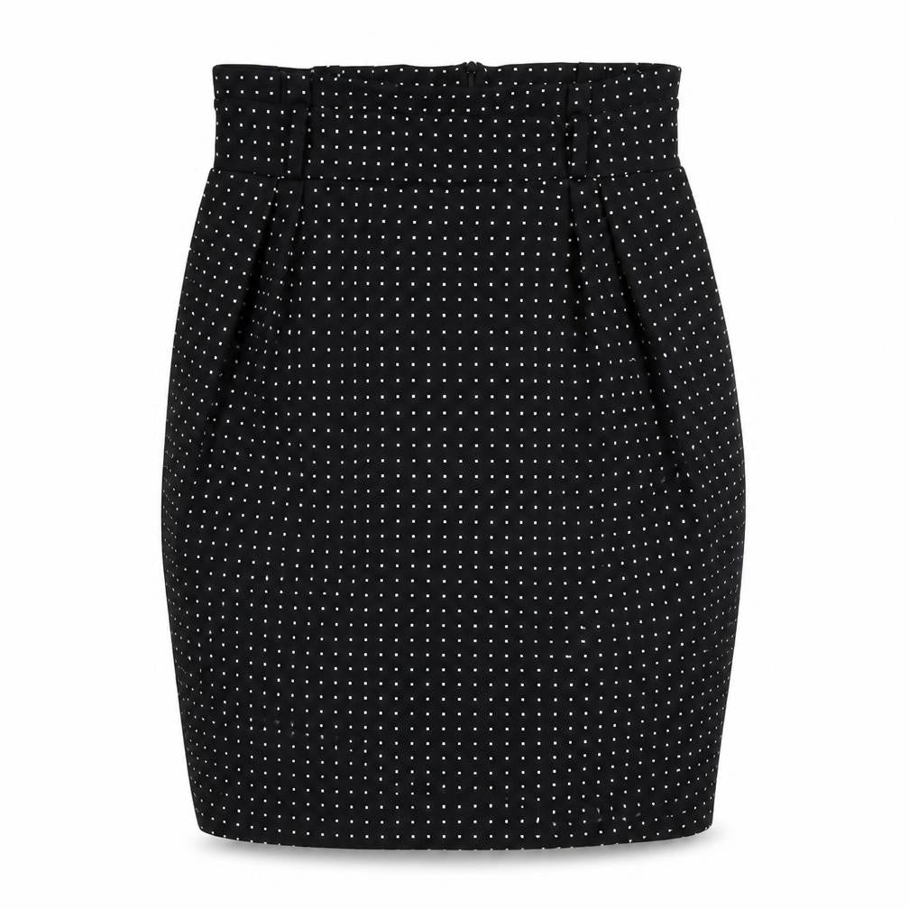 Sabrina Diamanti Womens Black Polka Dot Polyester Straight & Pencil Skirt Size L Zip