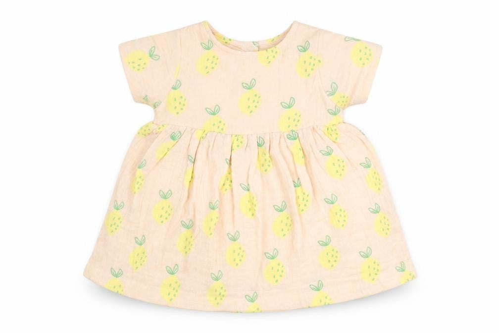 Marks & Spencer Girls Pink Geometric Cotton A-Line Size 3-6 Months Round Neck Button - Pinapple