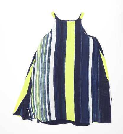 Next Womens Multicoloured Striped Viscose Shift Size 8 Round Neck Pullover - Open Back