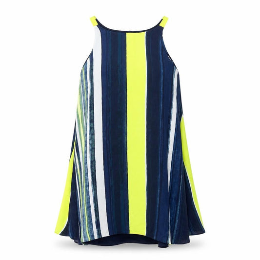 Next Womens Multicoloured Striped Viscose Shift Size 8 Round Neck Pullover - Open Back