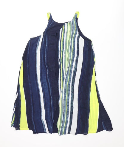 Next Womens Multicoloured Striped Viscose Shift Size 8 Round Neck Pullover - Open Back