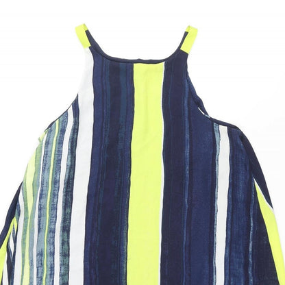 Next Womens Multicoloured Striped Viscose Shift Size 8 Round Neck Pullover - Open Back