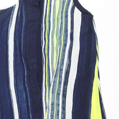 Next Womens Multicoloured Striped Viscose Shift Size 8 Round Neck Pullover - Open Back