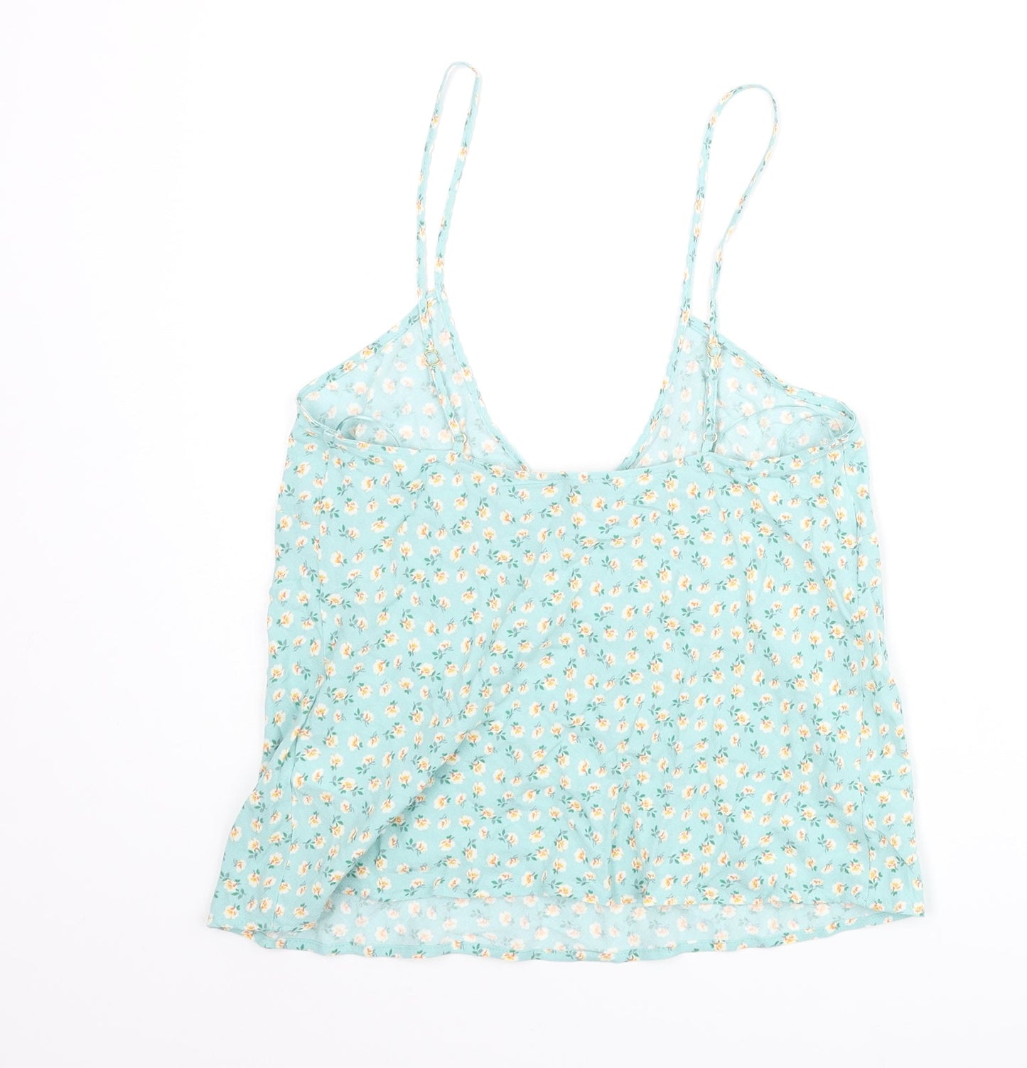Marks and Spencer Womens Blue Floral Viscose Camisole Blouse Size 8 Scoop Neck