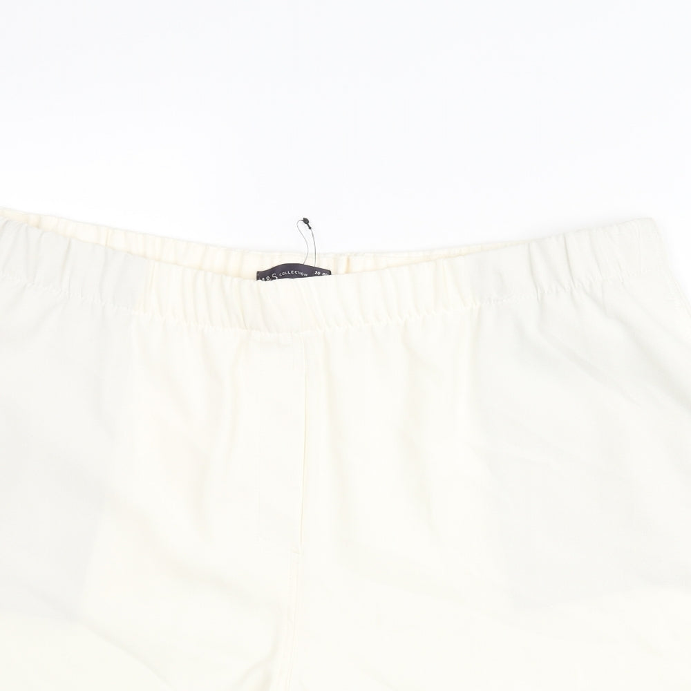 Marks and Spencer Womens Ivory Polyester Basic Shorts Size 20 L6 in Regular Pull On