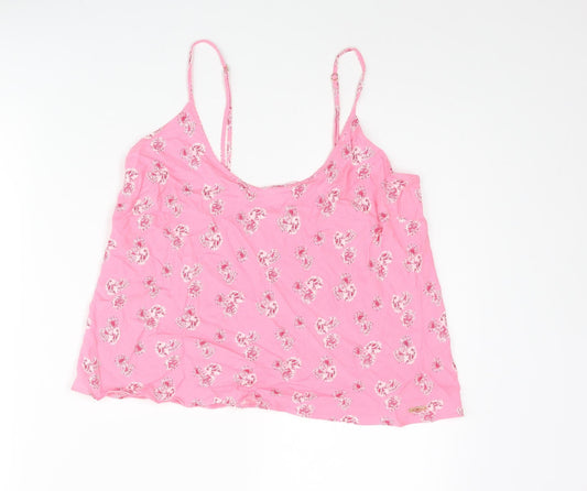 Marks and Spencer Womens Pink Floral Viscose Camisole Blouse Size 12 Scoop Neck