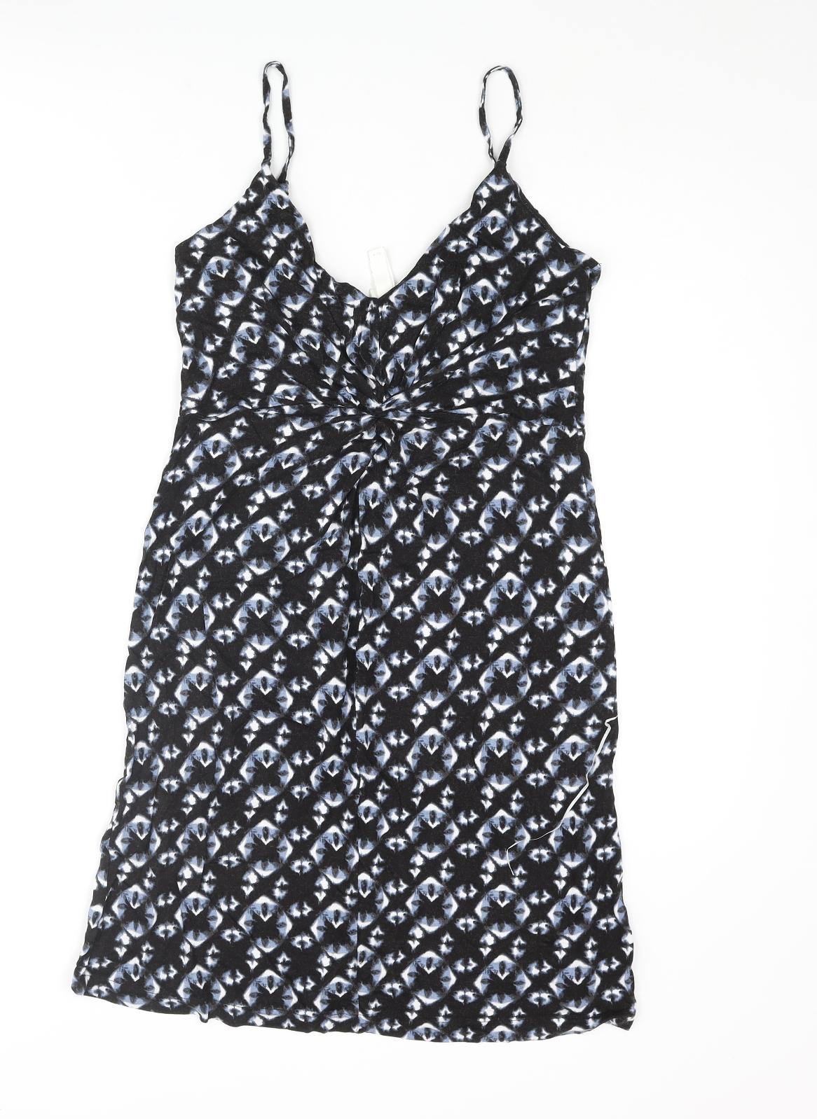 H&M Womens Black Geometric Polyester Bodycon Size M Sweetheart Pullover - Knot