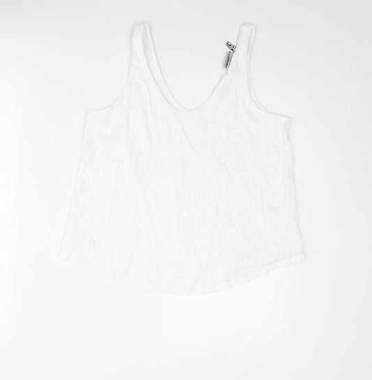 ASOS Womens White Cotton Basic Tank Size 10 Scoop Neck