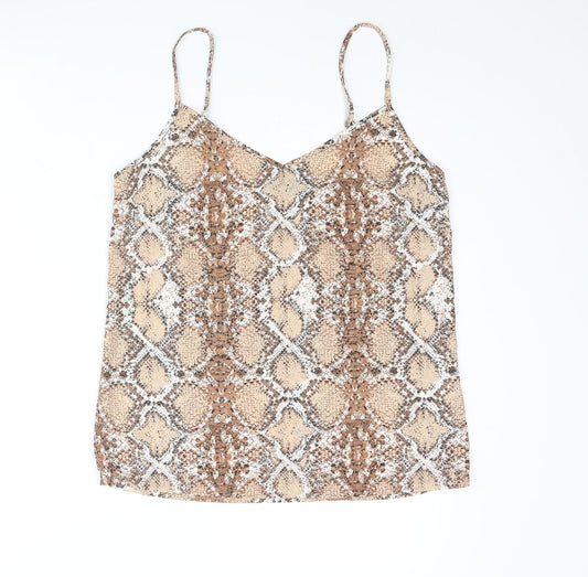 Marks and Womens Brown Animal Print Polyester Camisole Blouse Size 8 Sweetheart - Snake Print