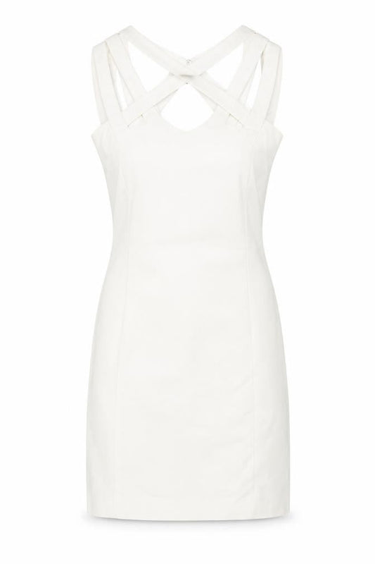 Mango Womens White Cotton Bodycon Size S Halter Zip