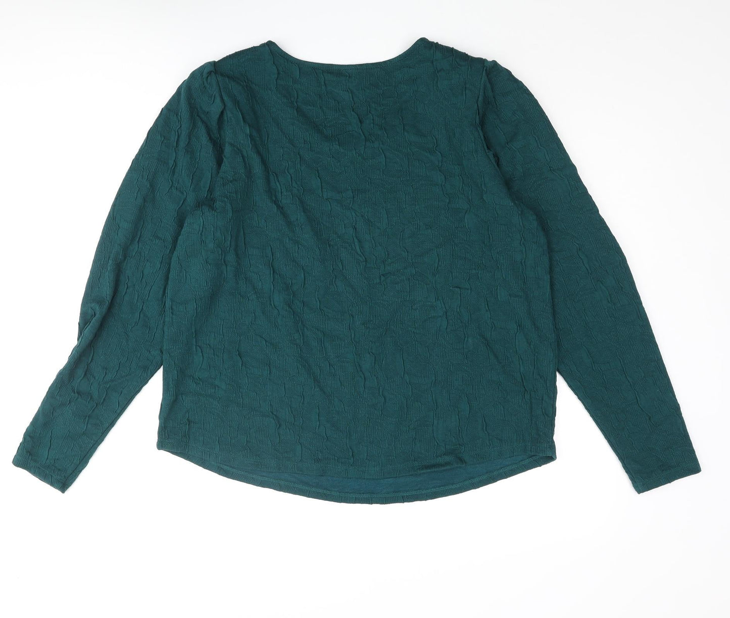Lindex Womens Green Polyester Basic Blouse Size XL Scoop Neck - Crinkle Look