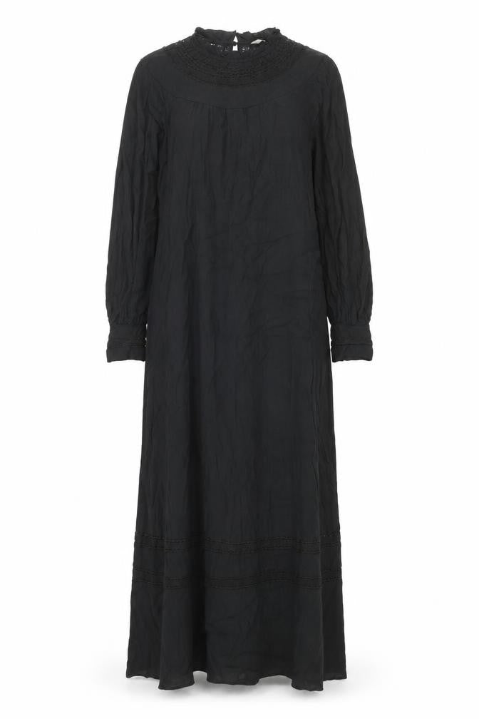 Per Una Womens Black Viscose Maxi Size 10 Mock Neck Button - Lace Trim