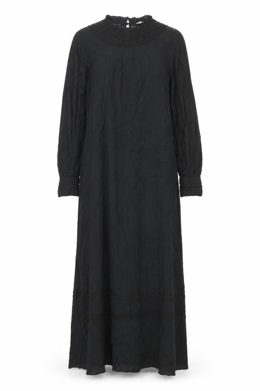 Per Una Womens Black Viscose Maxi Size 10 Mock Neck Button - Lace Trim