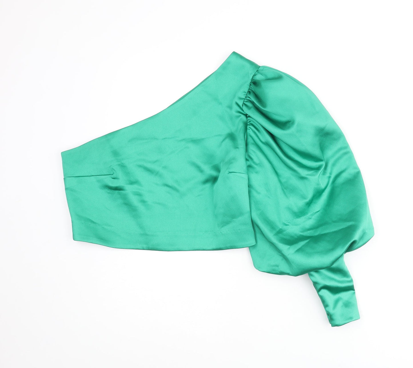 River Island Womens Green Polyester Basic Blouse Size 14 One Shoulder