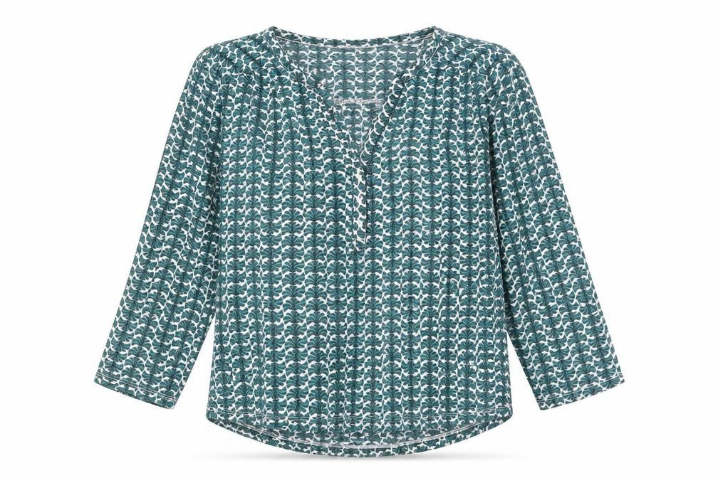 H&M Womens Green Geometric Polyester Basic Blouse Size S V-Neck
