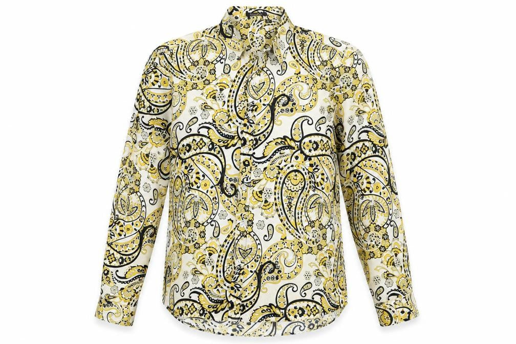 Hisdern Mens Multicoloured Paisley Polyester Button-Up Size XL Collared Button