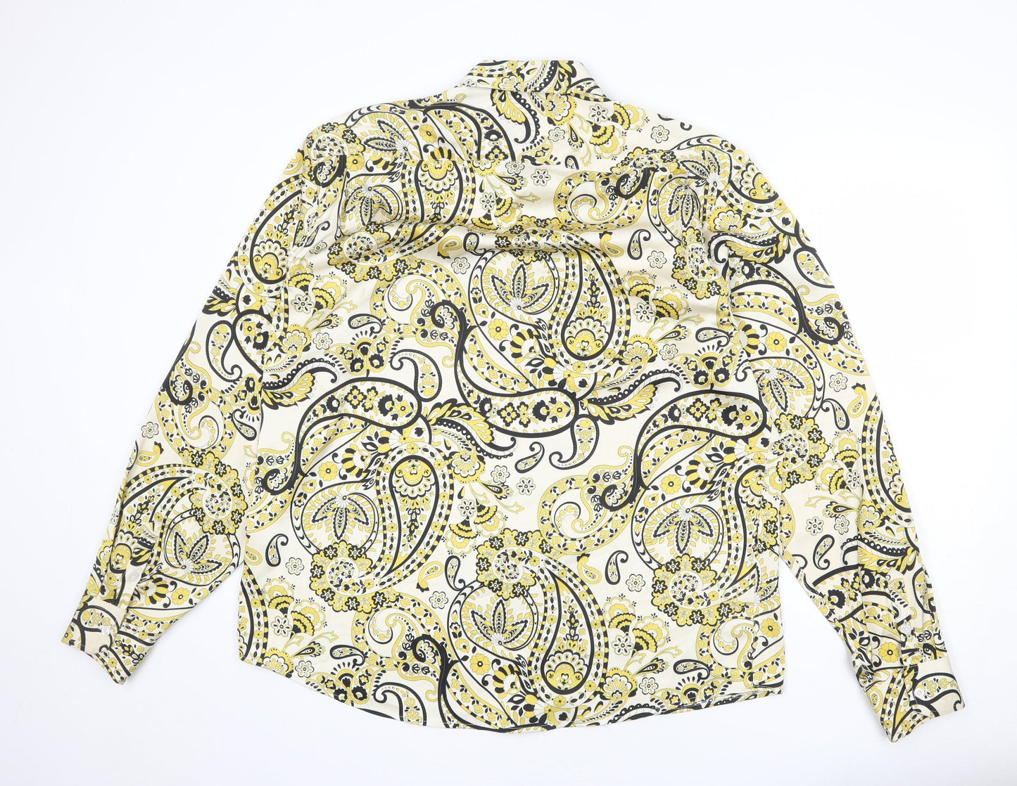 Hisdern Mens Multicoloured Paisley Polyester Button-Up Size XL Collared Button