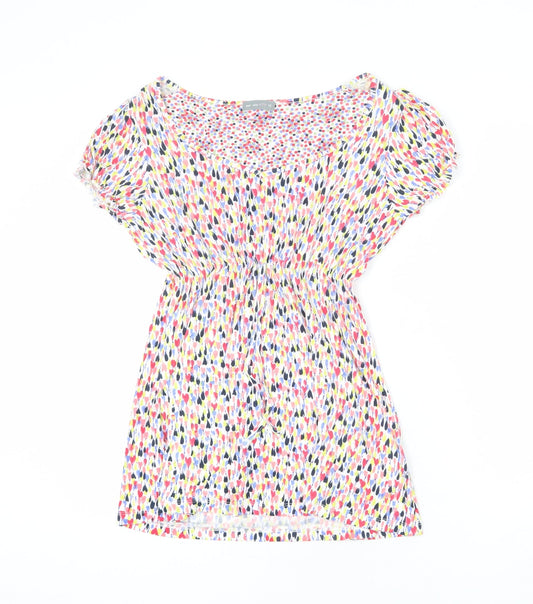 Per Una Womens Multicoloured Geometric Viscose Tunic T-Shirt Size 12 V-Neck - Elastic Waist
