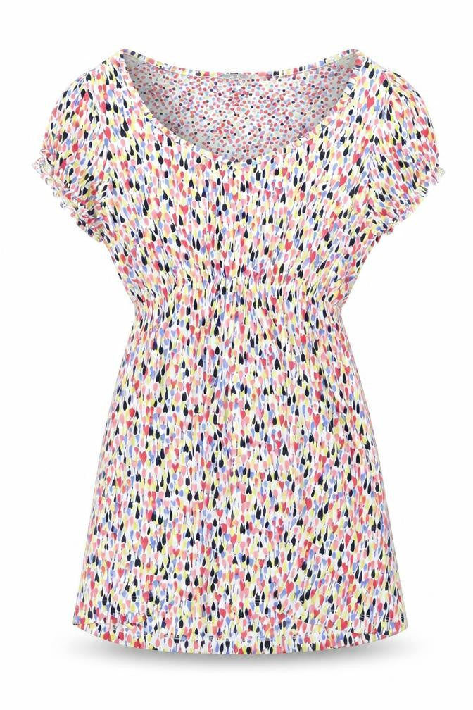 Per Una Womens Multicoloured Geometric Viscose Tunic T-Shirt Size 12 V-Neck - Elastic Waist