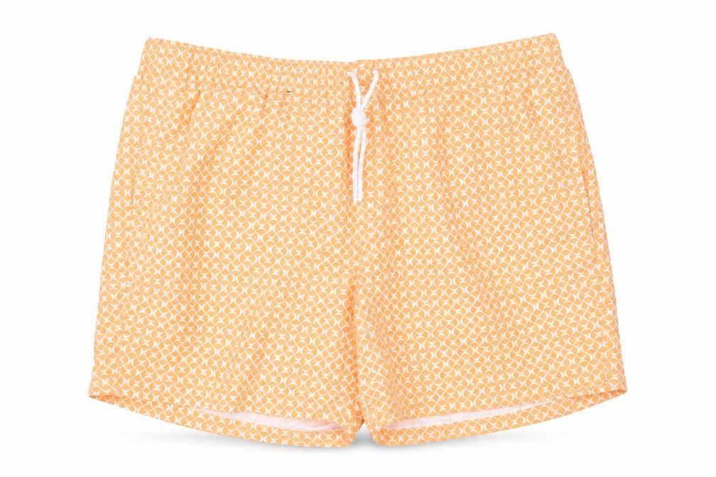 Marks & Spencer Mens Orange Geometric Polyester Bermuda Shorts Size 3XL L6 in Regular Drawstring