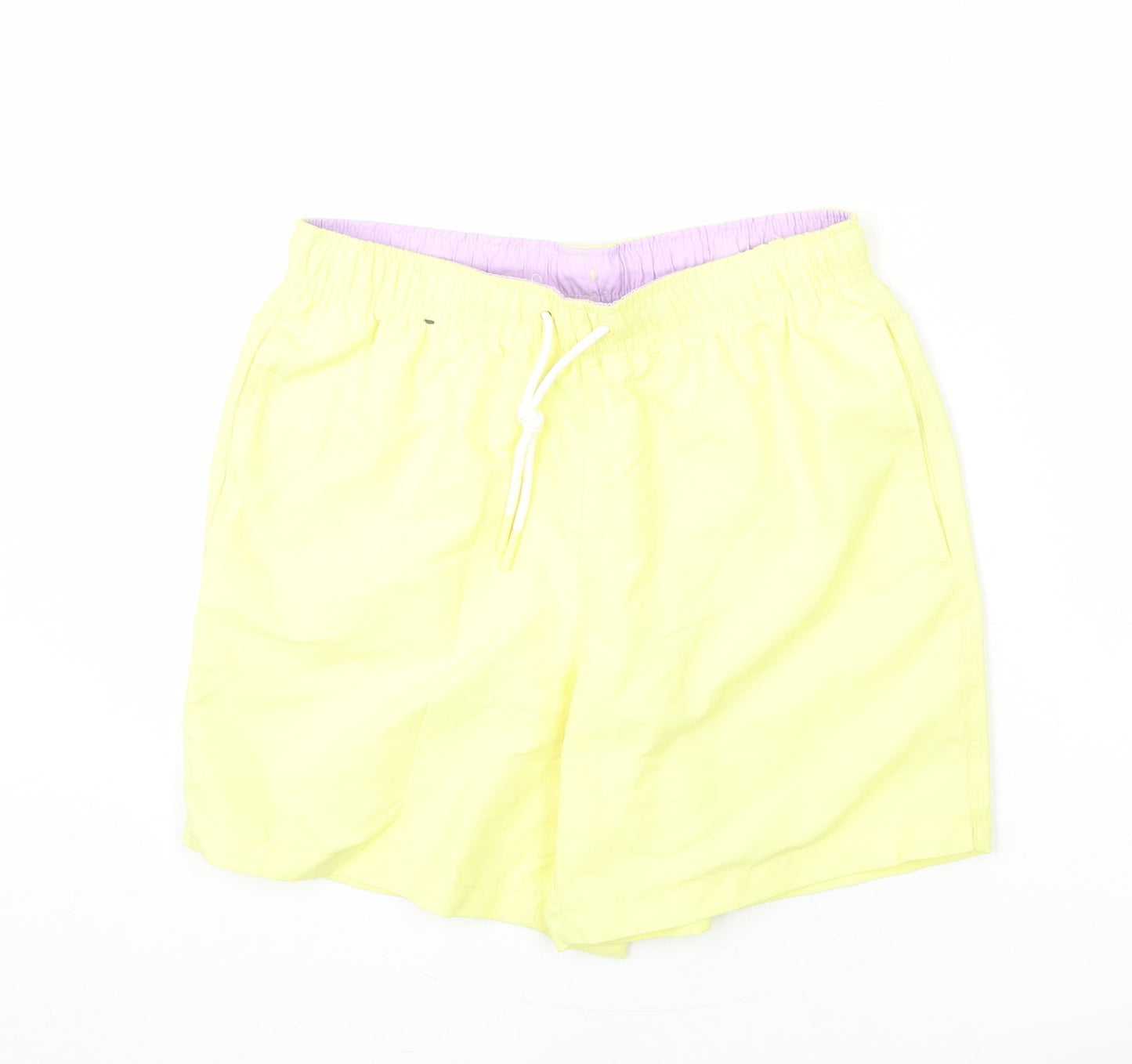 Marks and Spencer Mens Yellow Polyester Bermuda Shorts Size S L6 in Regular Drawstring - Swim Short