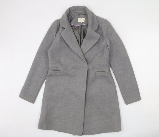Warehouse Womens Grey Overcoat Coat Size 8 Button