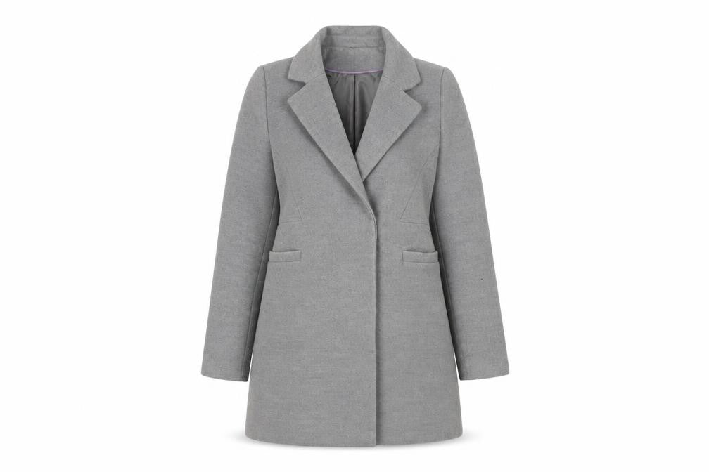 Warehouse Womens Grey Overcoat Coat Size 8 Button
