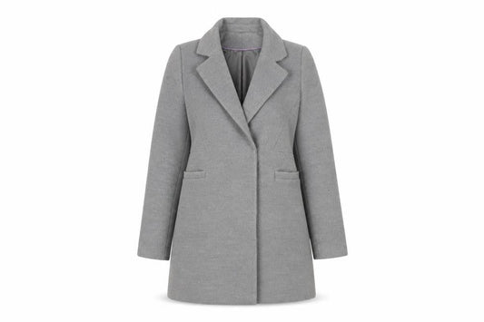 Warehouse Womens Grey Overcoat Coat Size 8 Button