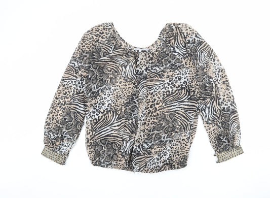 Red Herring Womens Multicoloured Animal Print Polyester Basic Blouse Size 14 Boat Neck - Leopard Print, Snake Print, Zebra Print