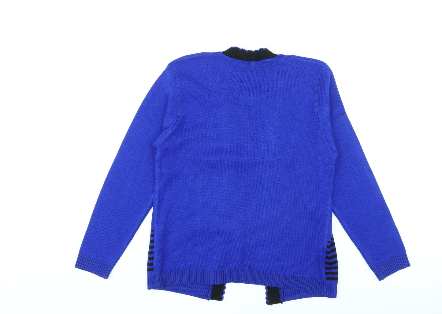 Vivi Womens Blue Round Neck Acrylic Pullover Jumper Size S - Size S-M, Embroidered Flower