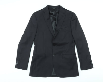 Additional front view of Autograph men’s black wool jacket blazer, size 38, regular