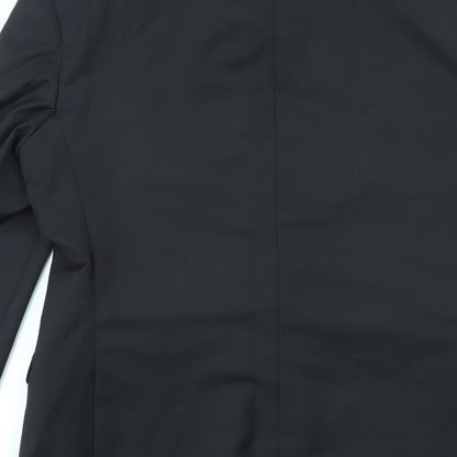 Brand and care label for Autograph men’s black wool jacket blazer, size 38, regular