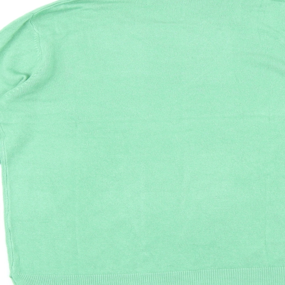Marks and Spencer Womens Green Round Neck Polyester Pullover Jumper Size 14