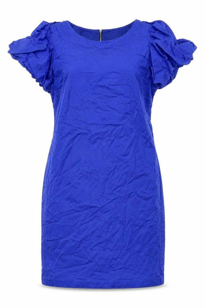 Oasis Womens Blue Cotton Shift Size 10 Round Neck Zip - Pockets