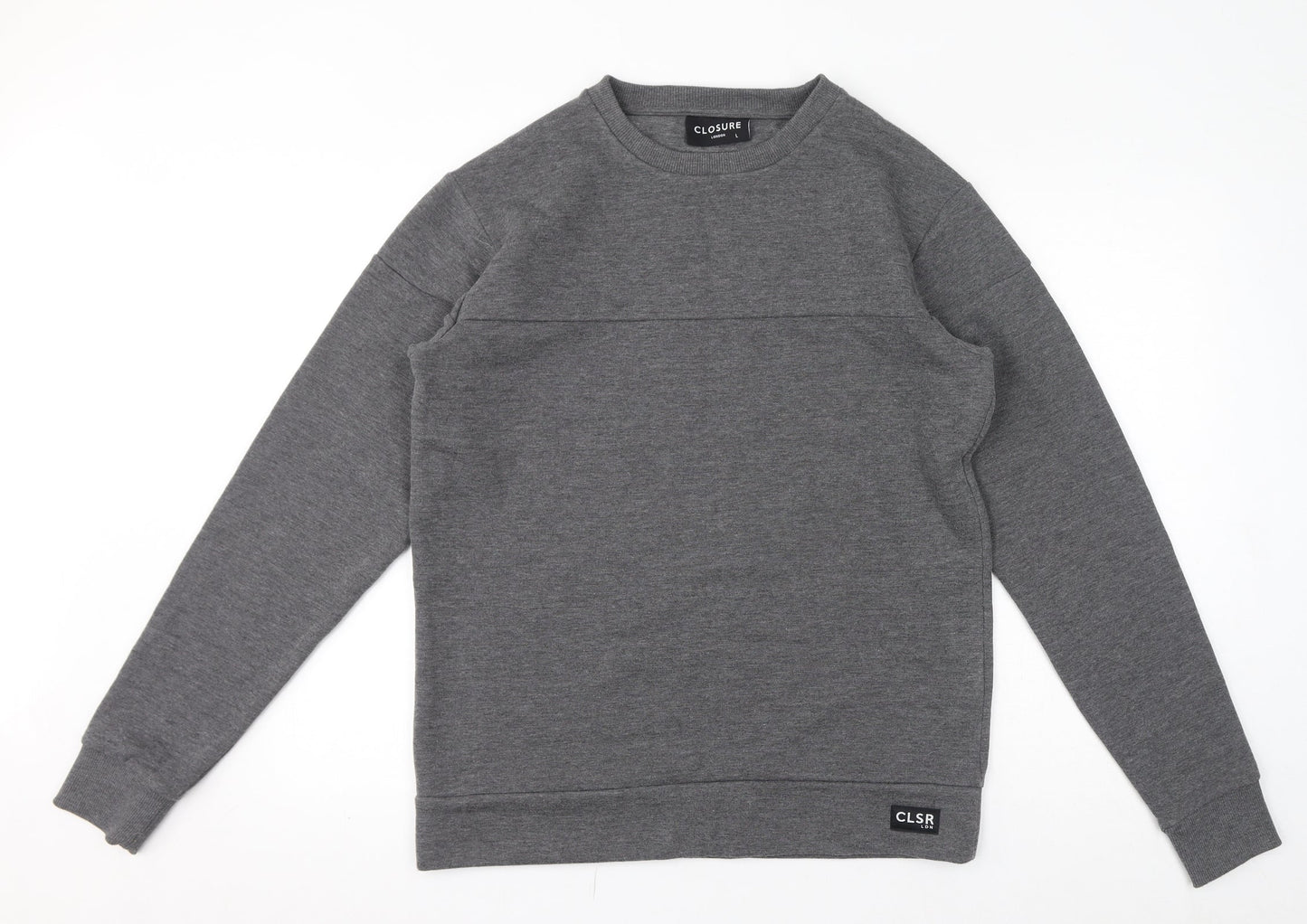 Closure Mens Grey Polyester Pullover Sweatshirt Size L