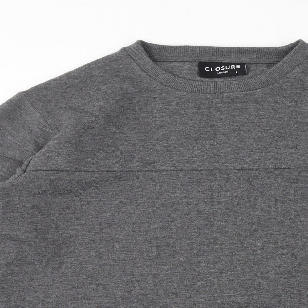 Closure Mens Grey Polyester Pullover Sweatshirt Size L
