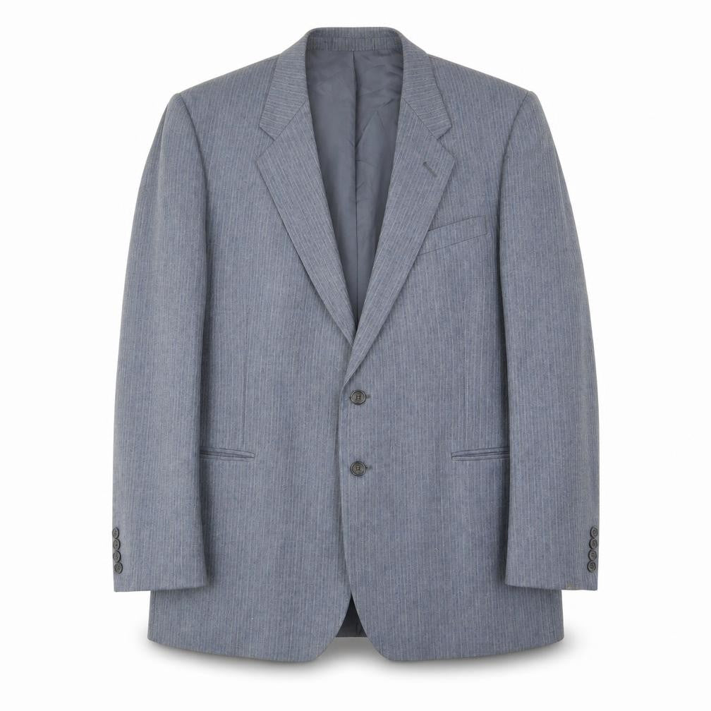 St Michael Mens Blue Striped Wool Jacket Suit Jacket Size 44 Regular - Inside pockets