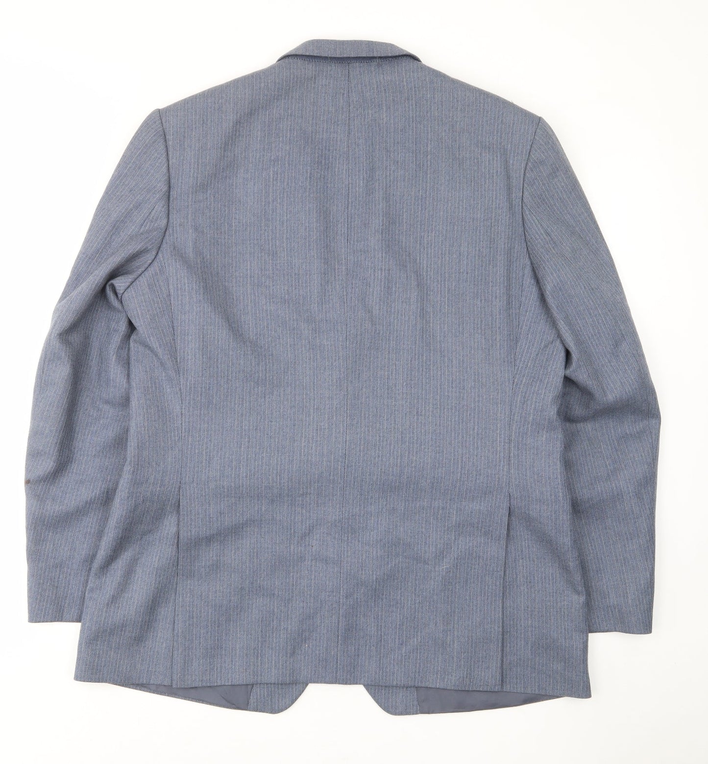 St Michael Mens Blue Striped Wool Jacket Suit Jacket Size 44 Regular - Inside pockets
